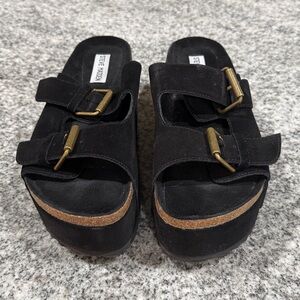 Steve Madden Kali Black Suede Platform Sandals